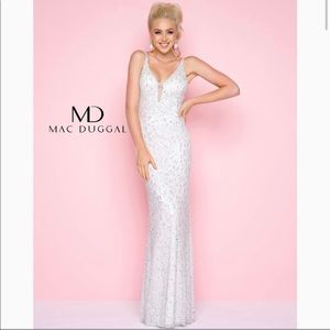 Prom/Pageant Mac Duggal White Sequined 1065L